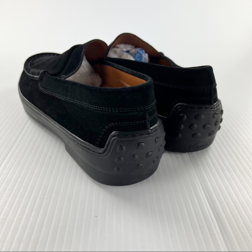Tods Black Suede Vibram Driving Penny Loafers Shoes - Picture 5 of 7